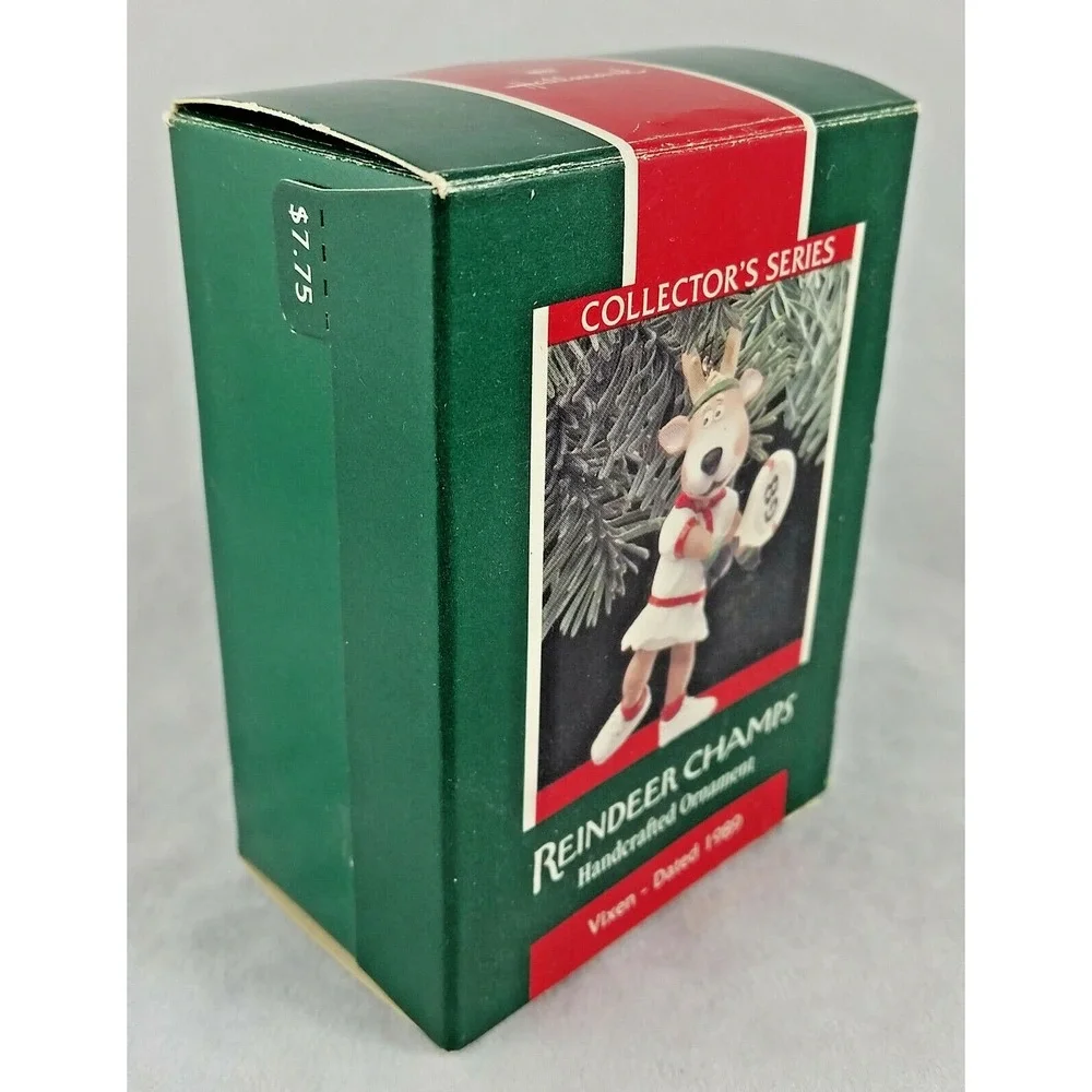 1989‎ Hallmark Keepsake Ornament Reindeer Champs Vixen Tennis Player Racket